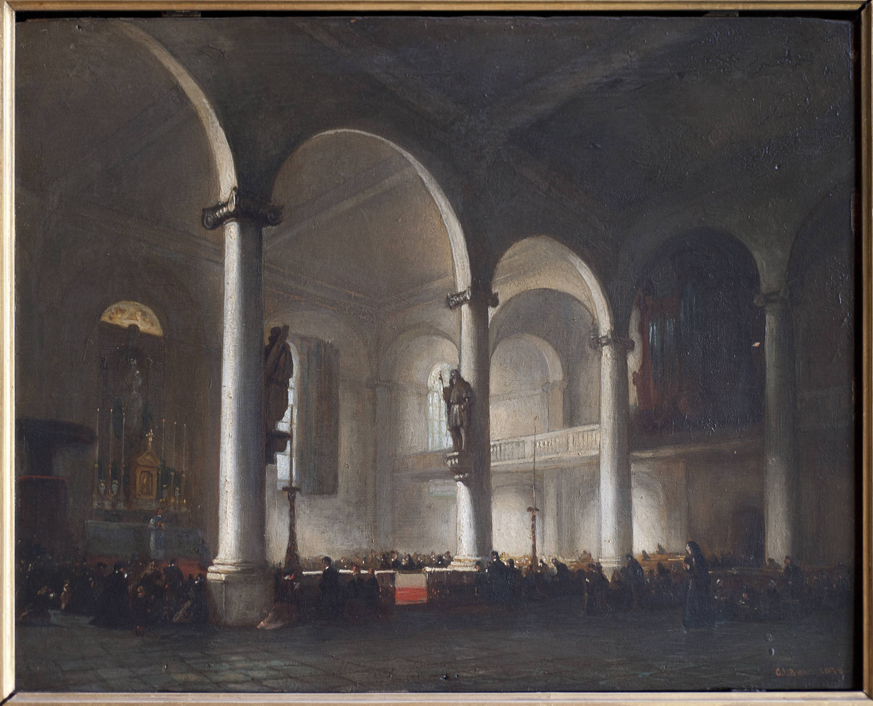 Schilderij van C.J Behr uit 1848 met het toenmalige interieur van de Hofkapel.